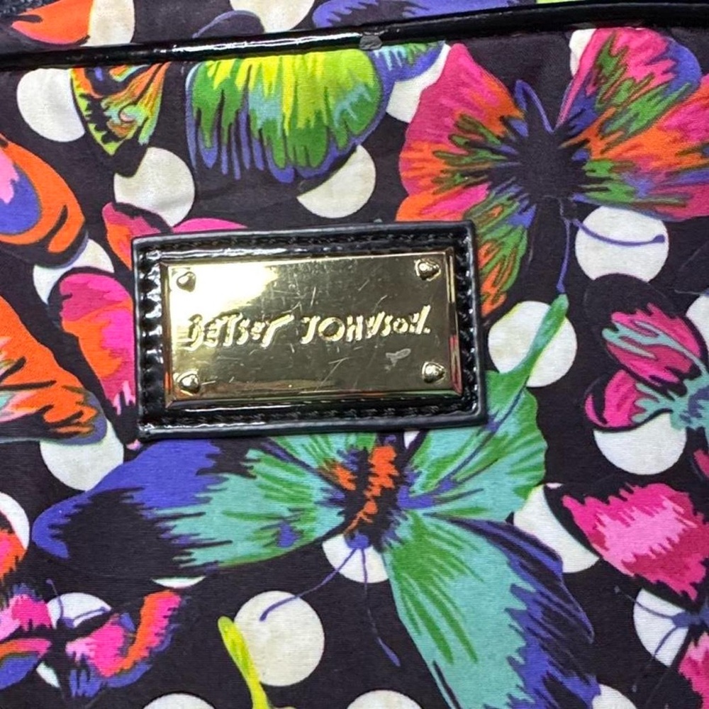 Betsey Johnson VTG 2000s Butterfly Colorful Polka Dot Cosmetic Makeup Bag — OS - Picture 2 of 8